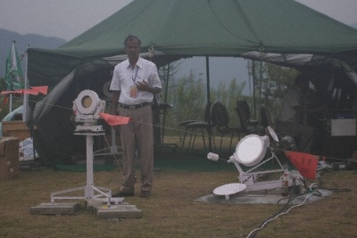 Heliostat to feed equipment in tent-from India.JPG